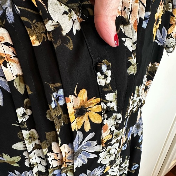 Nanette Lepore Women’s Navy Floral Spring Fit Flare Short Sleeve Midi Dress - Picture 5 of 8